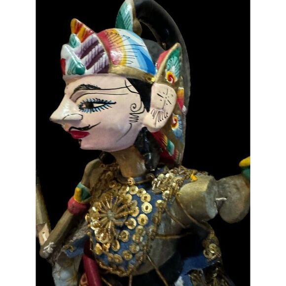 Vtg Wayang Golek Puppet Two Faced Asian Indonesia Art Folk Art 25”Java Handmade - Picture 8 of 12